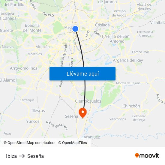 Ibiza to Seseña map