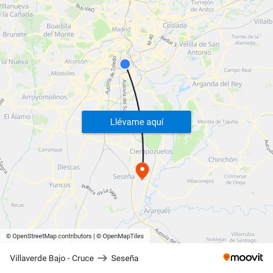 Villaverde Bajo - Cruce to Seseña map