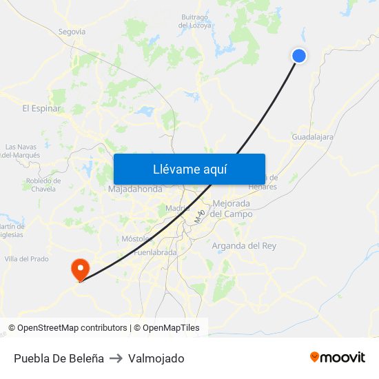 Puebla De Beleña to Valmojado map