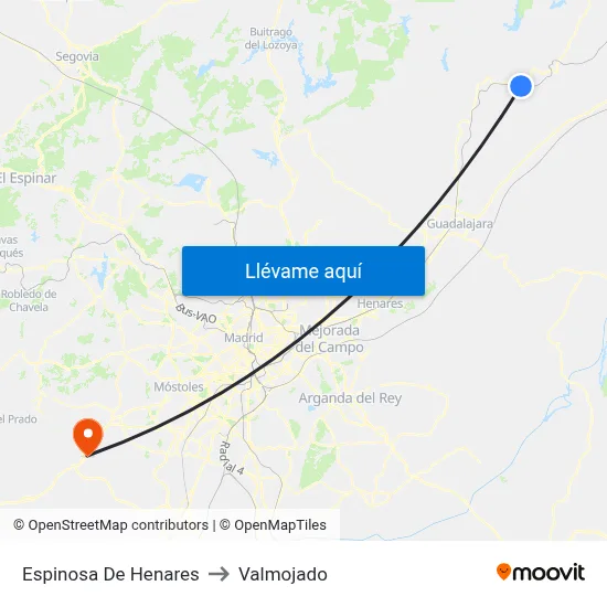 Espinosa De Henares to Valmojado map