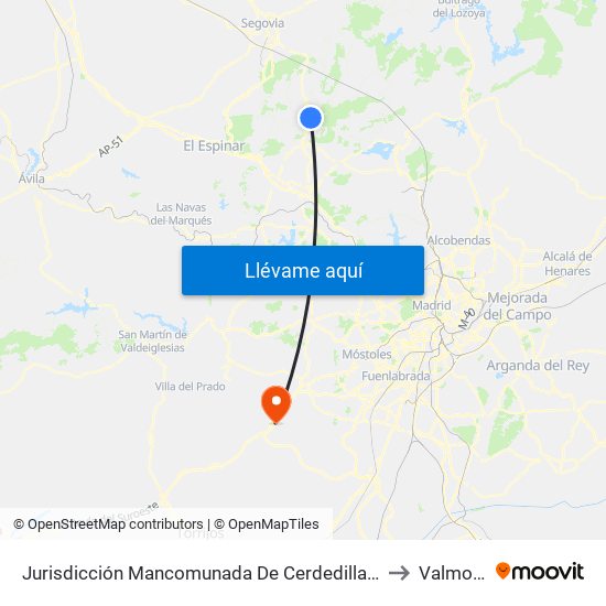 Jurisdicción Mancomunada De Cerdedilla Y Navacerrada to Valmojado map