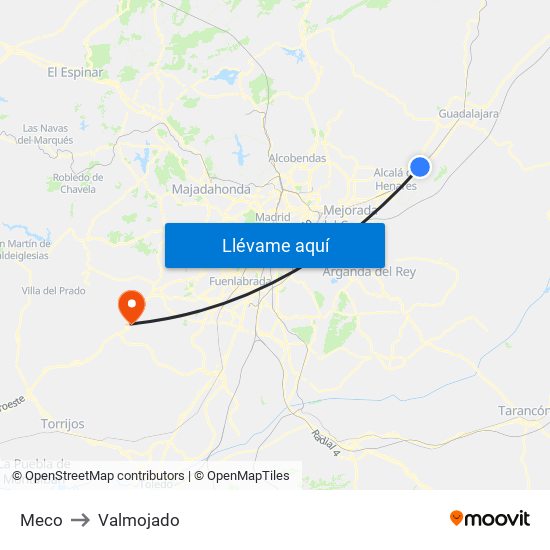 Meco to Valmojado map