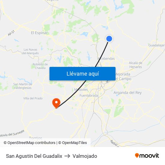 San Agustín Del Guadalix to Valmojado map