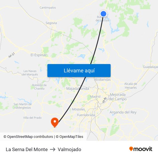 La Serna Del Monte to Valmojado map
