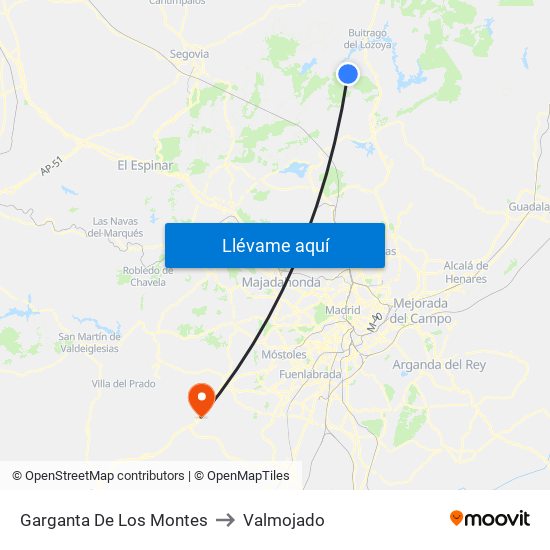 Garganta De Los Montes to Valmojado map