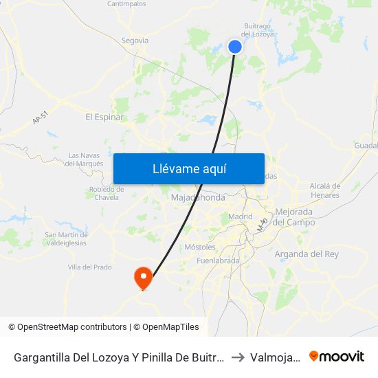 Gargantilla Del Lozoya Y Pinilla De Buitrago to Valmojado map