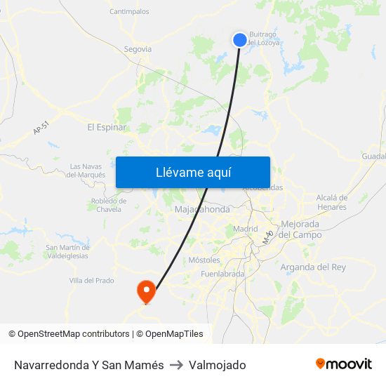 Navarredonda Y San Mamés to Valmojado map
