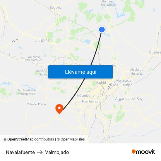 Navalafuente to Valmojado map
