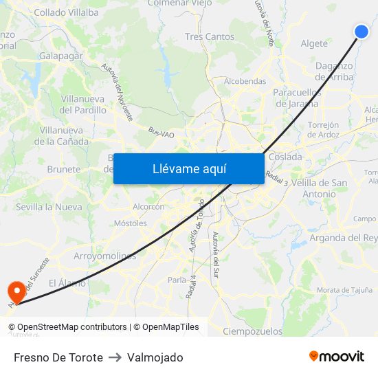 Fresno De Torote to Valmojado map