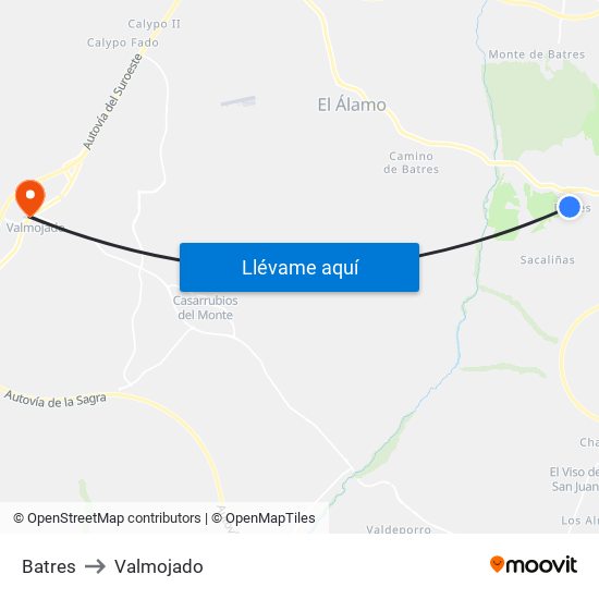 Batres to Valmojado map