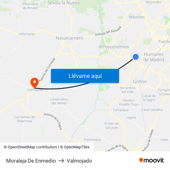Moraleja De Enmedio to Valmojado map