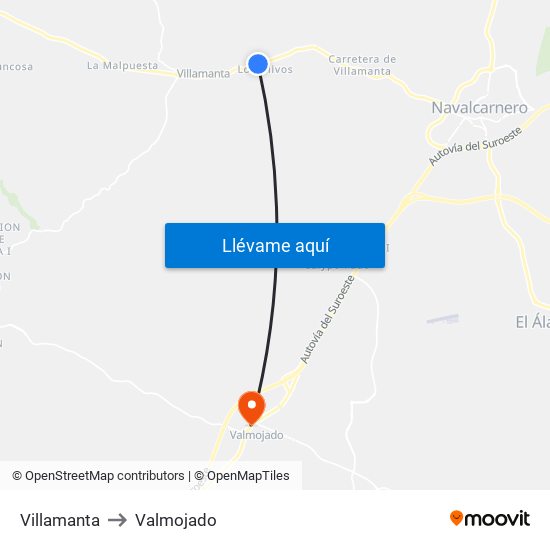 Villamanta to Valmojado map