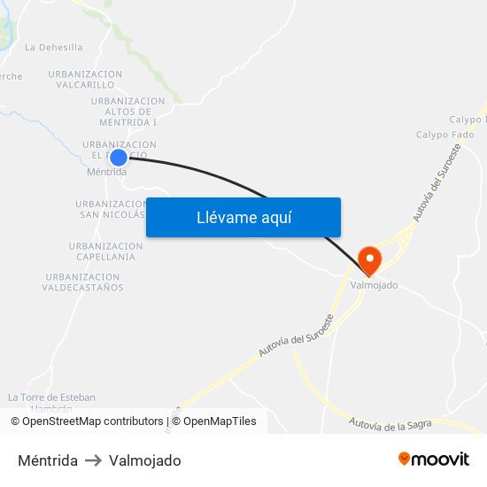 Méntrida to Valmojado map