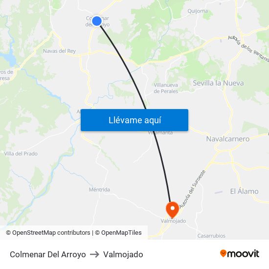 Colmenar Del Arroyo to Valmojado map