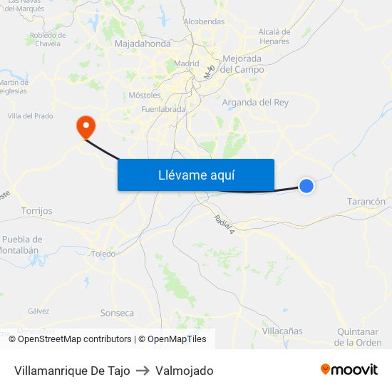 Villamanrique De Tajo to Valmojado map