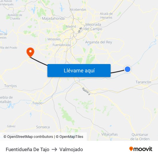 Fuentidueña De Tajo to Valmojado map