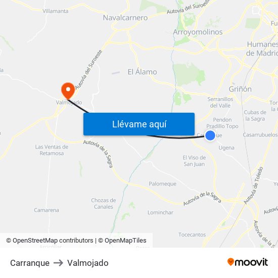 Carranque to Valmojado map