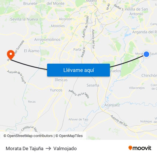 Morata De Tajuña to Valmojado map