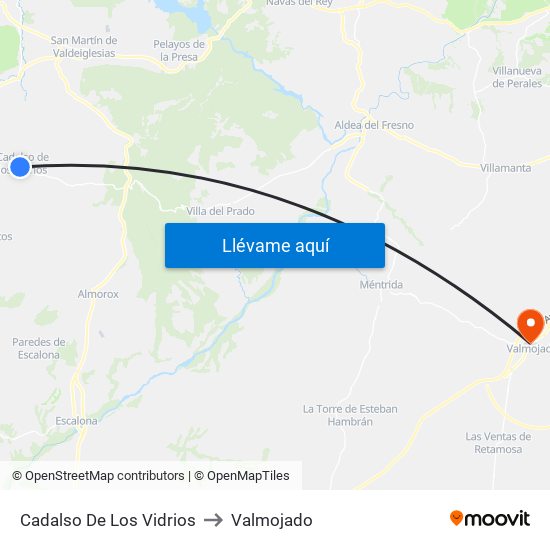 Cadalso De Los Vidrios to Valmojado map