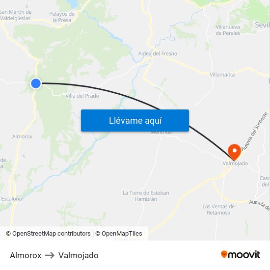 Almorox to Valmojado map