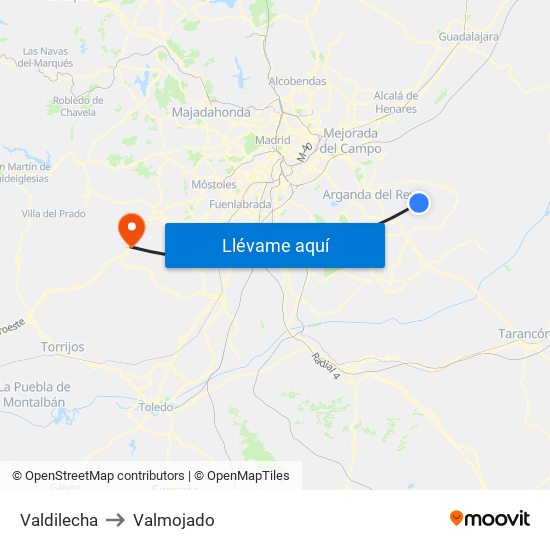 Valdilecha to Valmojado map