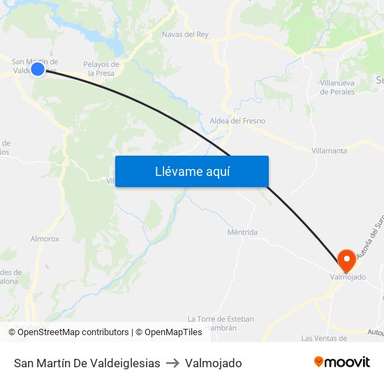 San Martín De Valdeiglesias to Valmojado map
