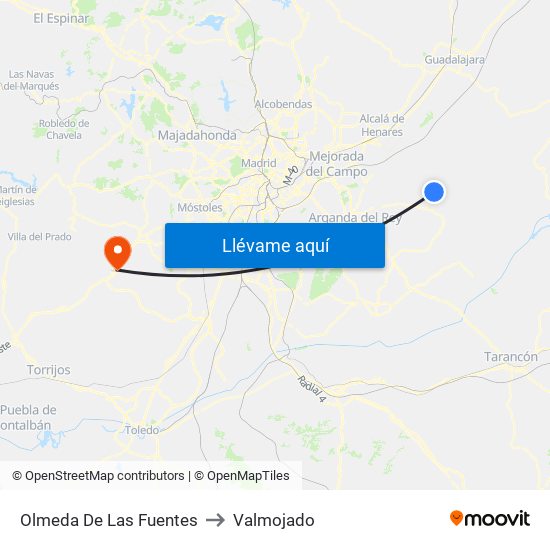 Olmeda De Las Fuentes to Valmojado map