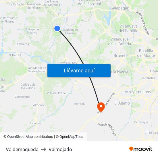 Valdemaqueda to Valmojado map