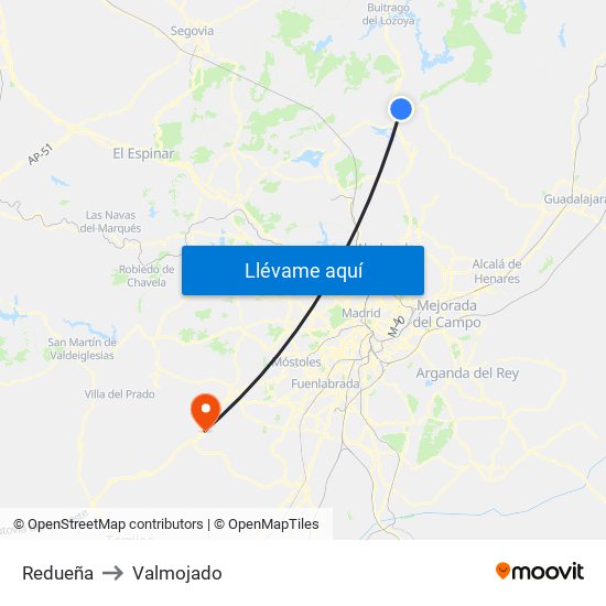 Redueña to Valmojado map