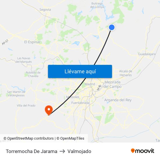 Torremocha De Jarama to Valmojado map