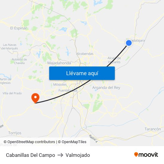 Cabanillas Del Campo to Valmojado map
