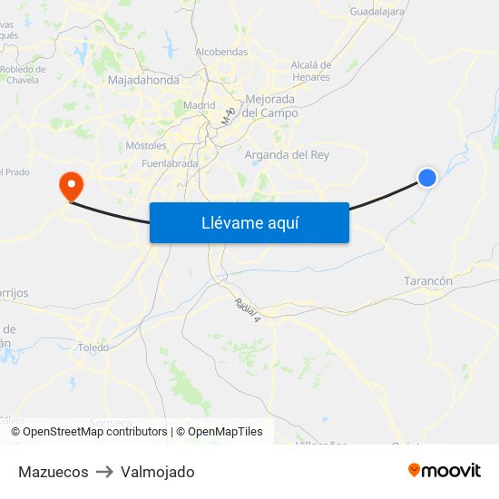 Mazuecos to Valmojado map