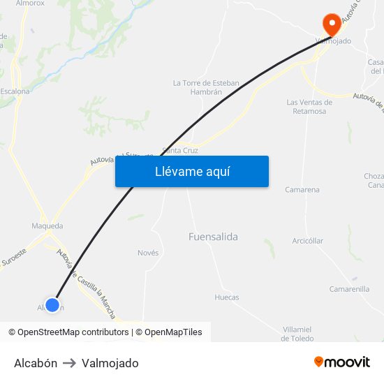 Alcabón to Valmojado map