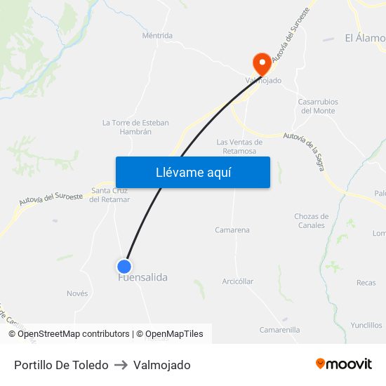 Portillo De Toledo to Valmojado map