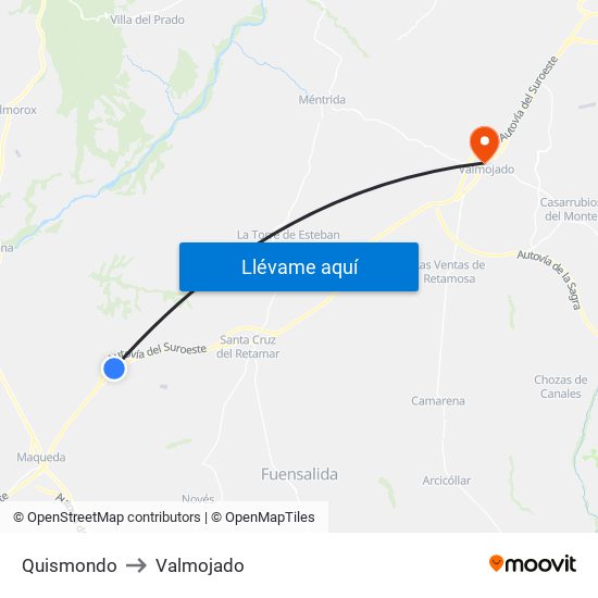 Quismondo to Valmojado map