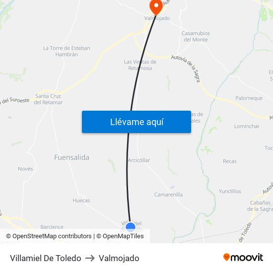 Villamiel De Toledo to Valmojado map