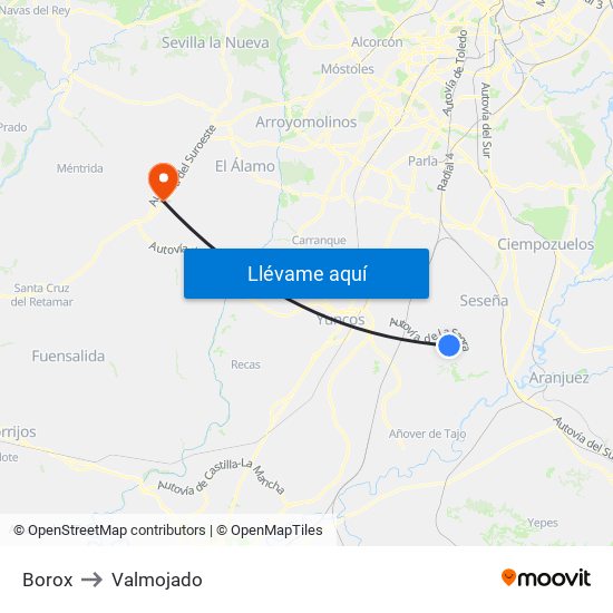 Borox to Valmojado map