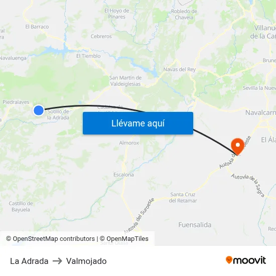 La Adrada to Valmojado map