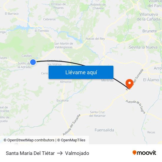 Santa María Del Tiétar to Valmojado map