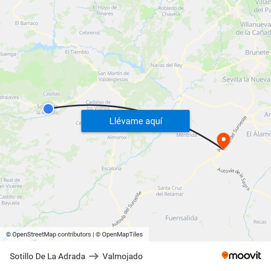 Sotillo De La Adrada to Valmojado map
