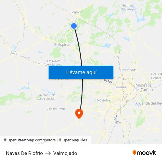Navas De Riofrío to Valmojado map