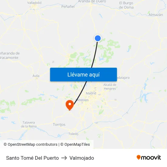 Santo Tomé Del Puerto to Valmojado map