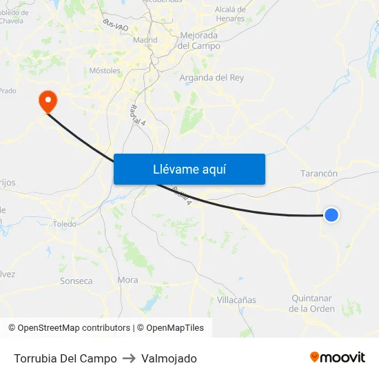 Torrubia Del Campo to Valmojado map