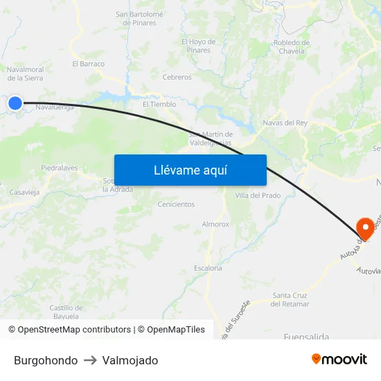 Burgohondo to Valmojado map