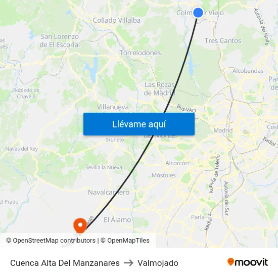 Cuenca Alta Del Manzanares to Valmojado map