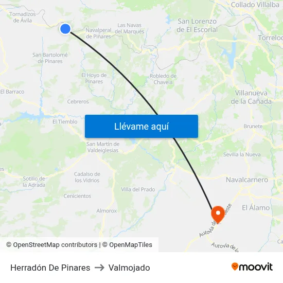 Herradón De Pinares to Valmojado map