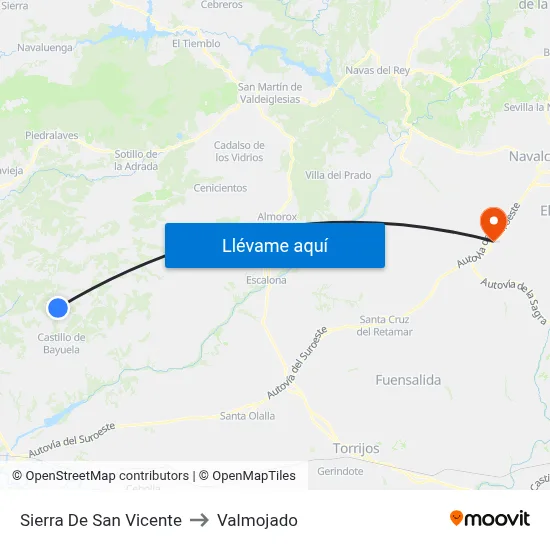 Sierra De San Vicente to Valmojado map