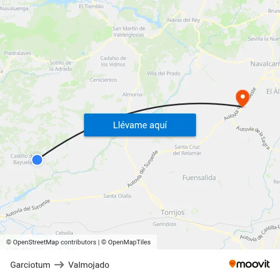 Garciotum to Valmojado map