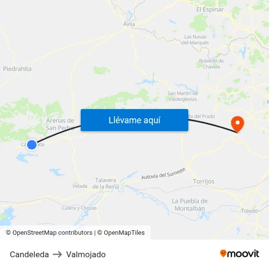 Candeleda to Valmojado map