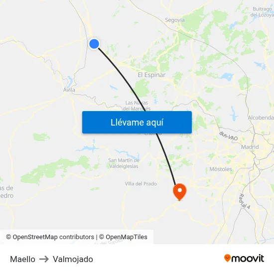 Maello to Valmojado map